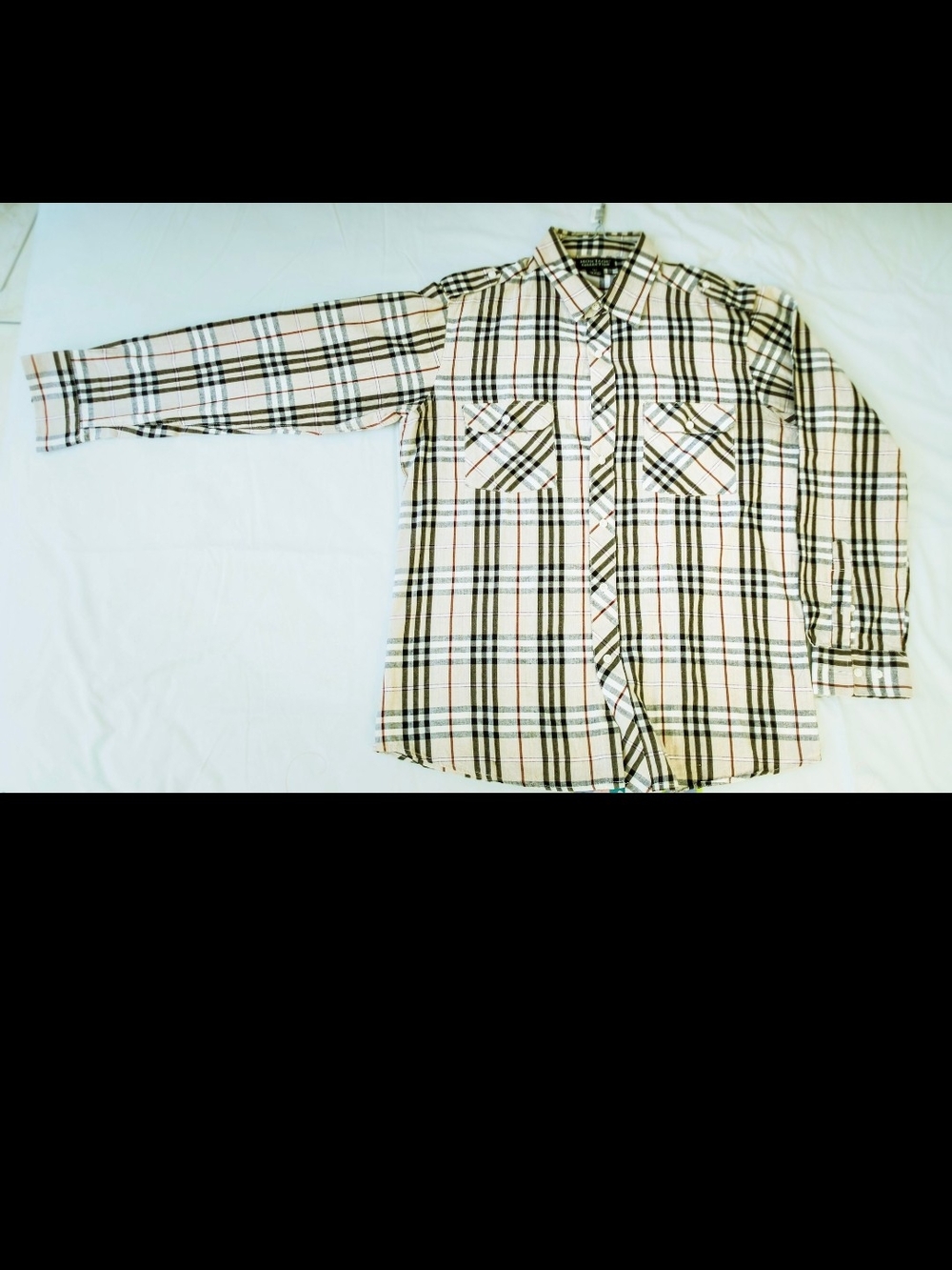 Men's Beige Plaid Button-Down Shirt - Classic Long Sleeve